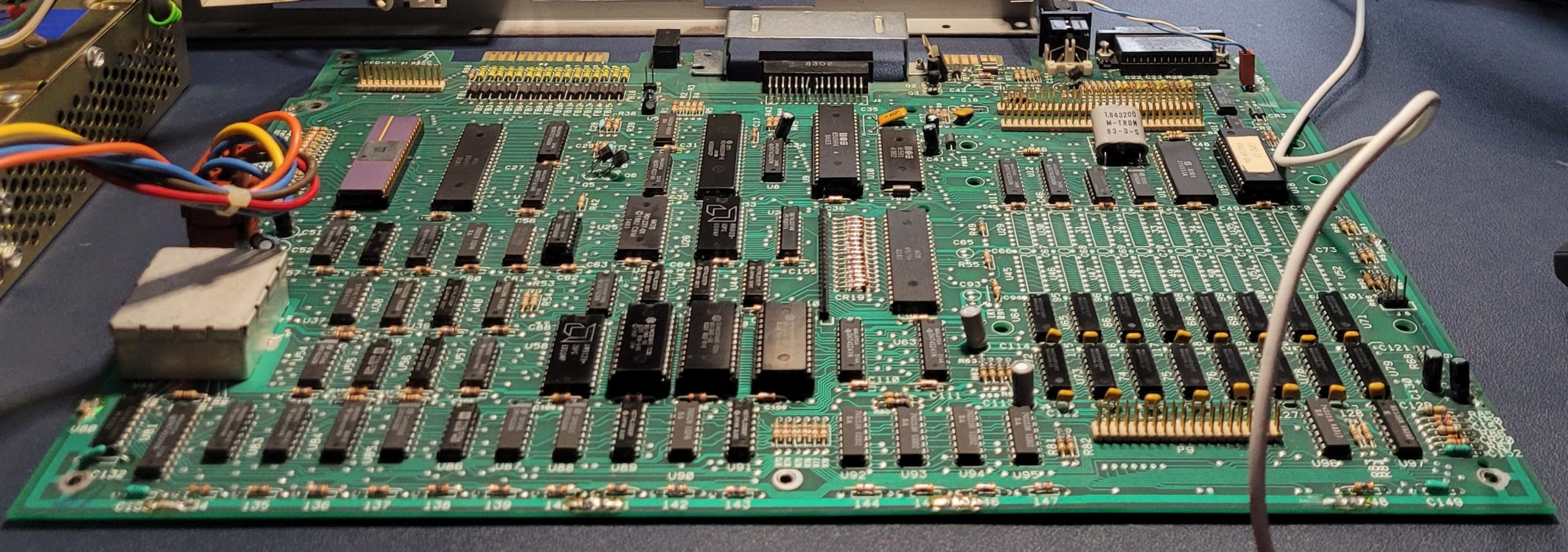 Commodore B128 logic board, angled view from the front of the machine