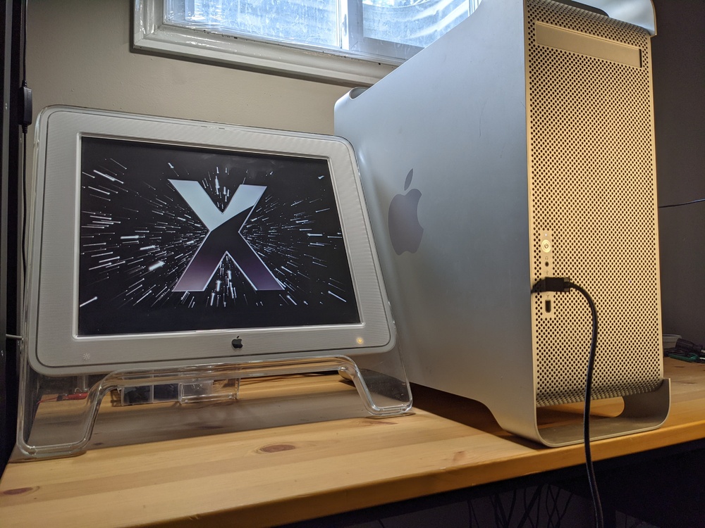 Apple Power Macintosh G5 computer connected to an Apple flat panel display
